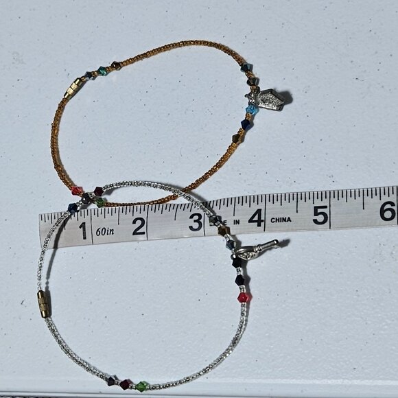 Handmade Beaded Charm Choker Necklace Key Birdhouse Charms Set Of 2 Fashion Jewe - Picture 5 of 5